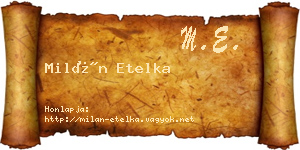 Milán Etelka névjegykártya